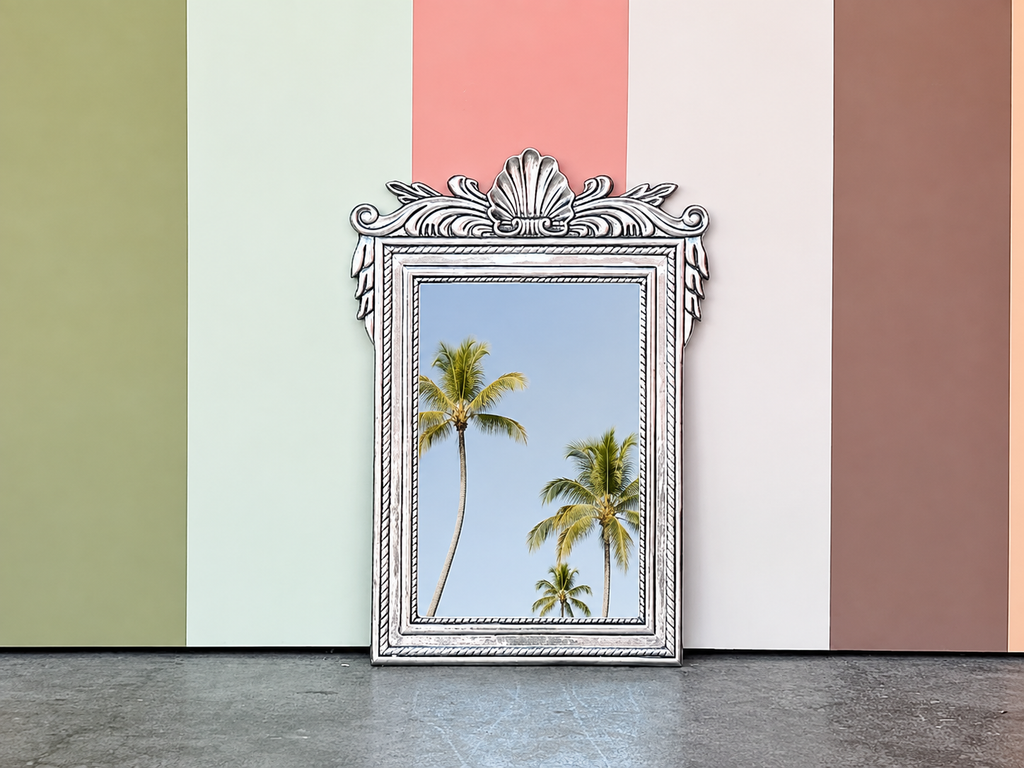 Pressed Metal Shell Motif Mirror