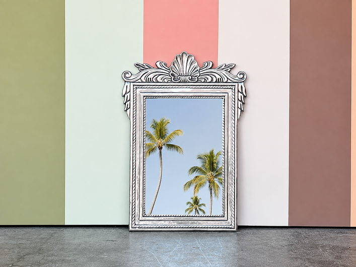 Pressed Metal Shell Motif Mirror