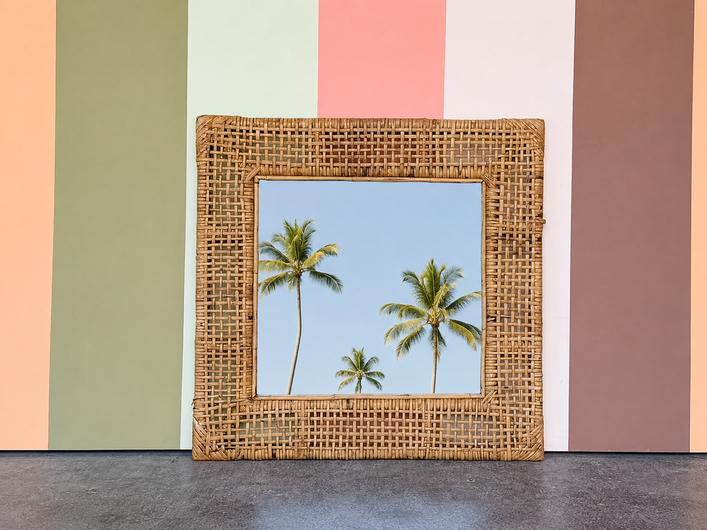 Woven Rattan Mirror