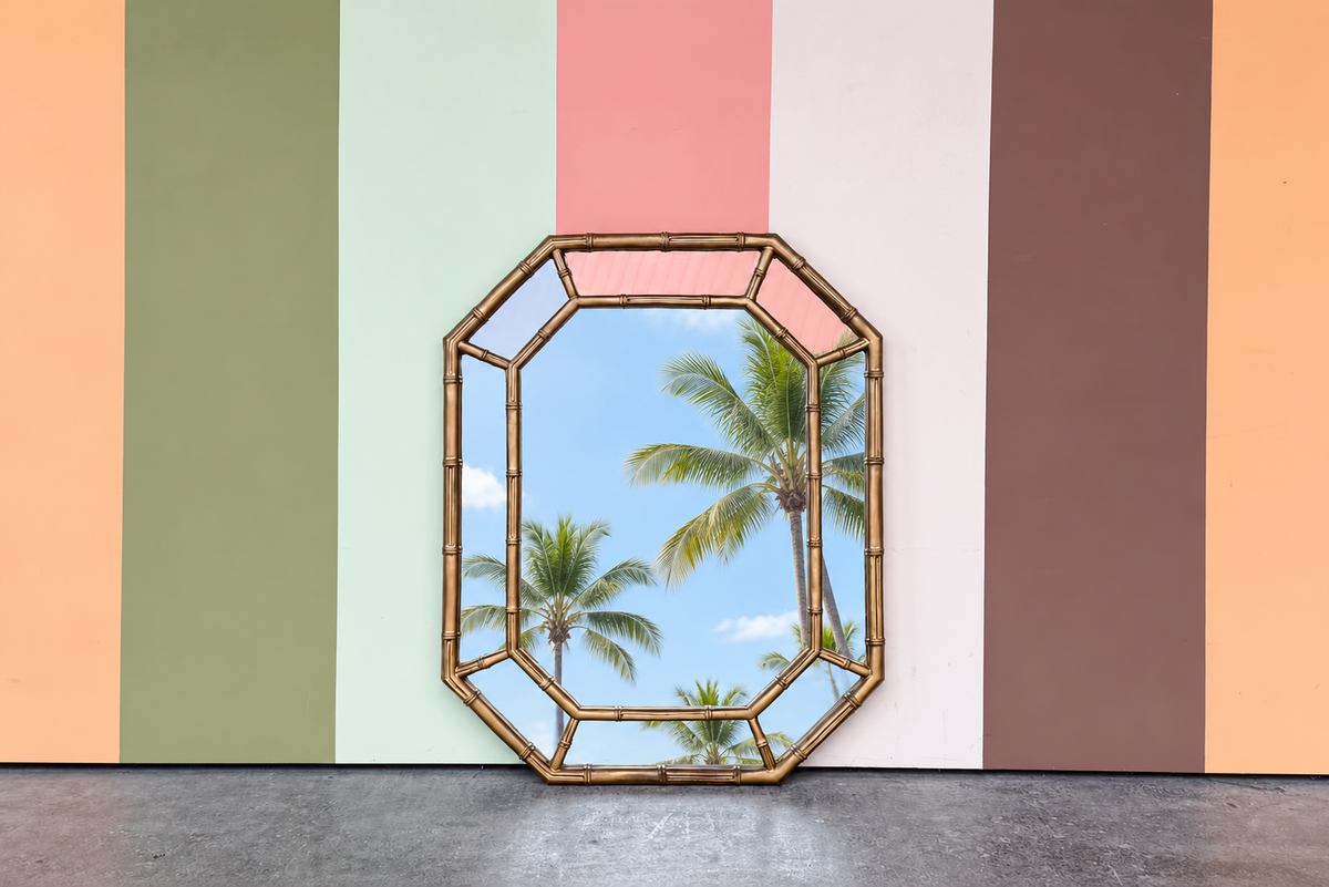 Faux Bamboo Octagon Mirror