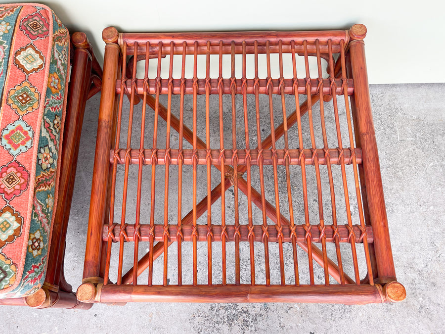 Pair of Rattan McGuire Ottomans