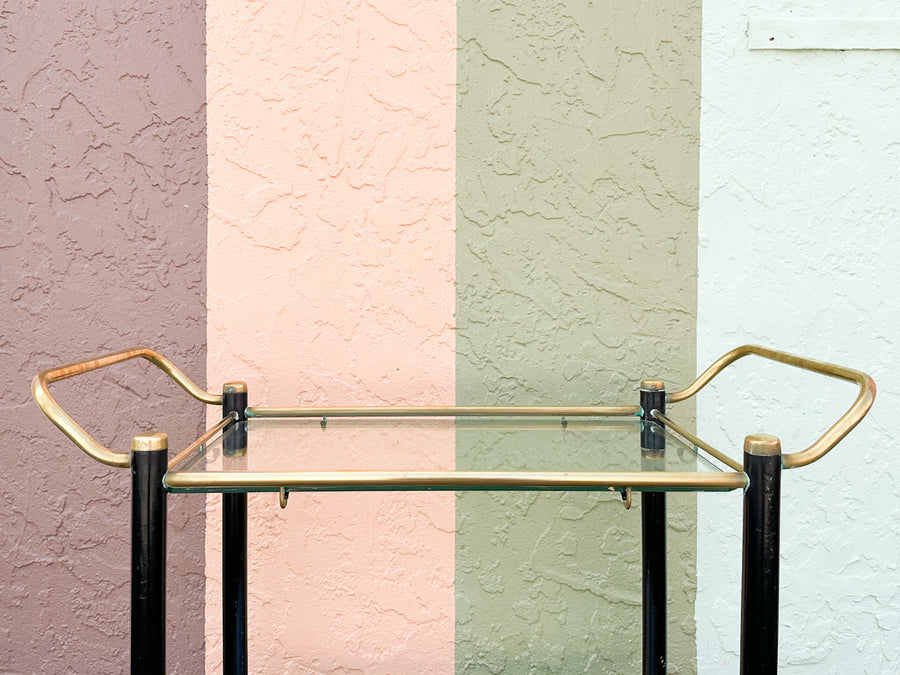 MCM Black and Brass Bar Cart