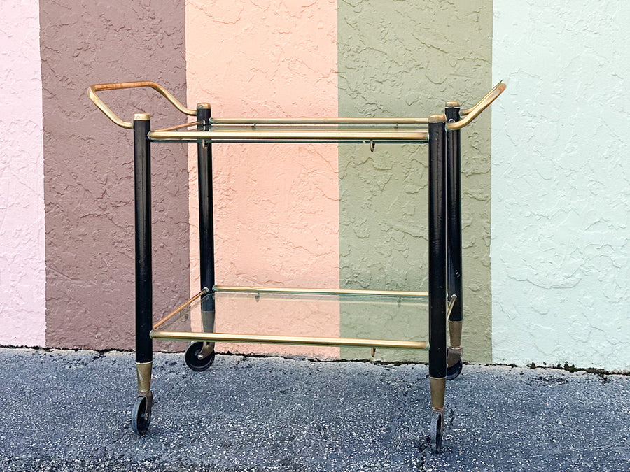 MCM Black and Brass Bar Cart