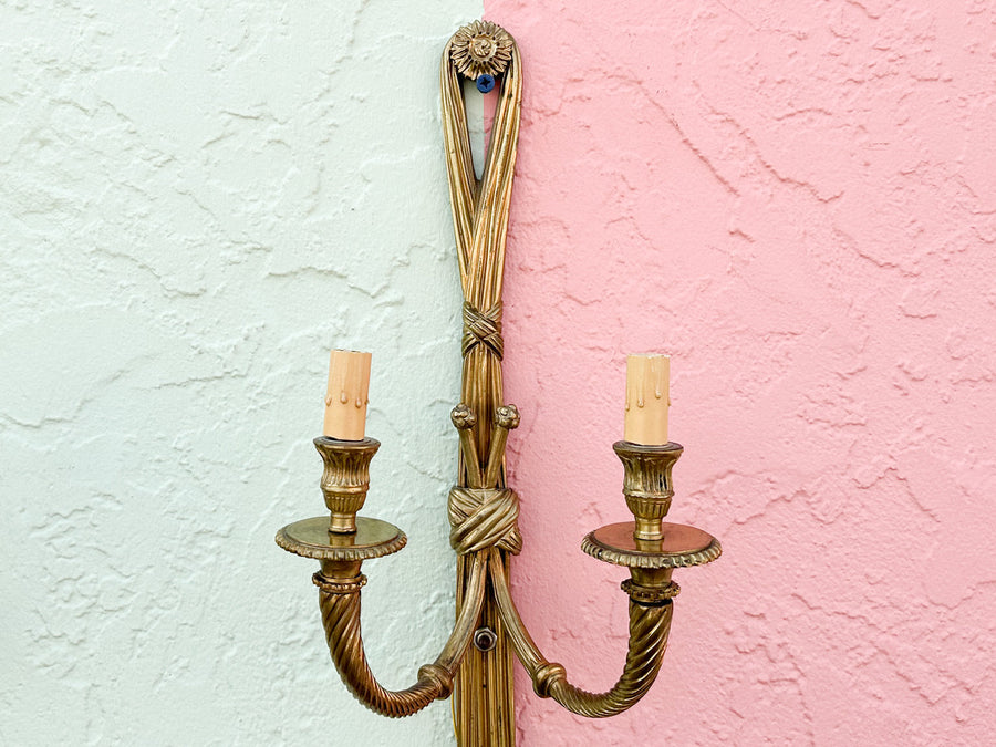 Pair of Brass Regency Style Tassel Wall Sconces