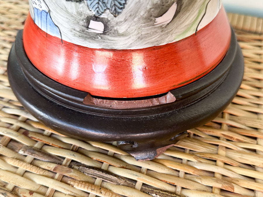 Pair of Colorful Chinoiserie Lion Lamps