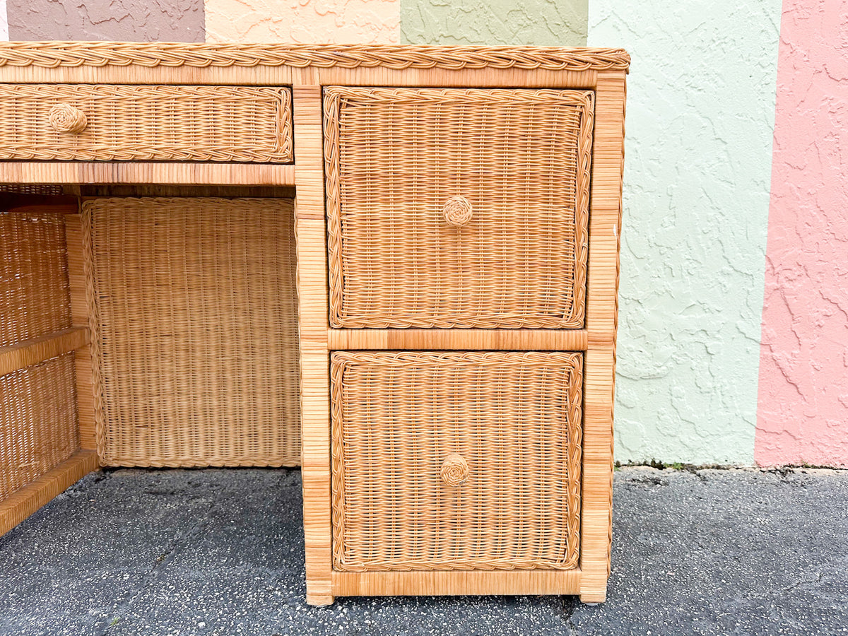 Island Style Wicker Wrapped Desk