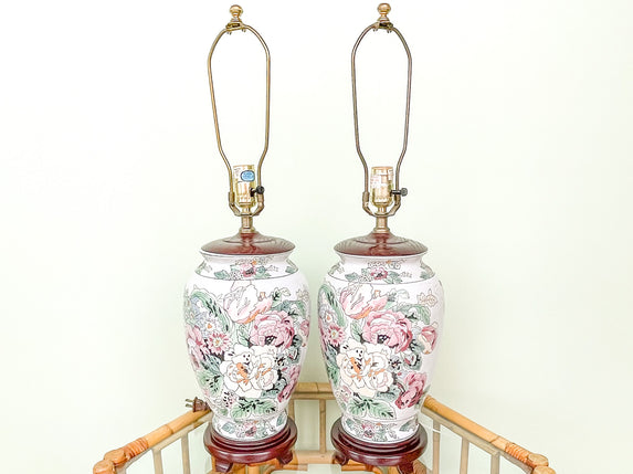 Pair of Granny Chic Floral Lamps