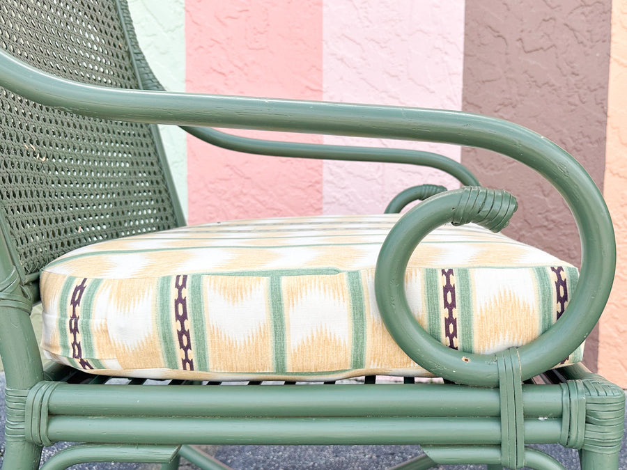 Pair of Double Cane Rattan Arm Chairs