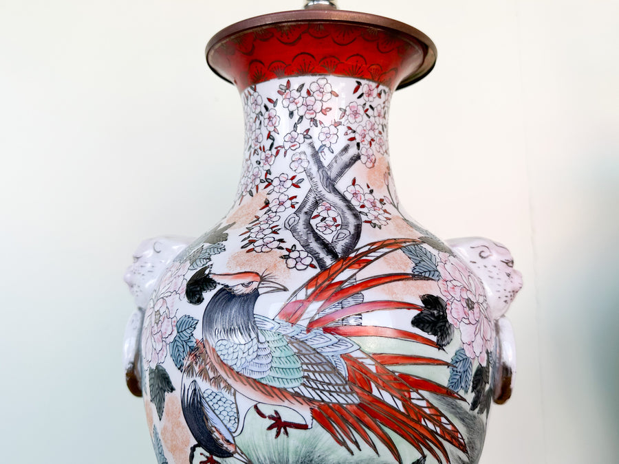 Pair of Colorful Chinoiserie Lion Lamps