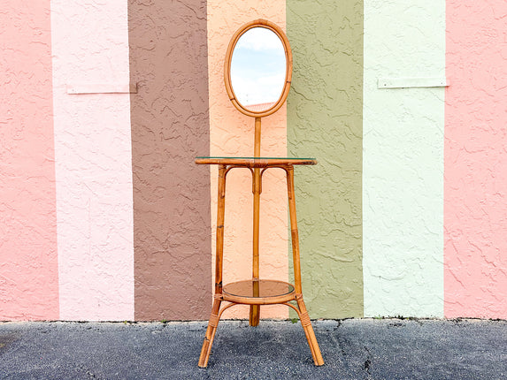 Mirrored Rattan Vanity