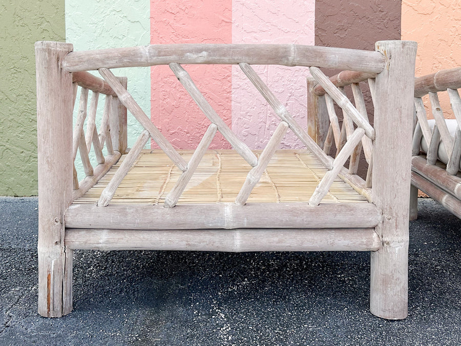 Pair of Coastal Elephant Bamboo Lounge Chairs