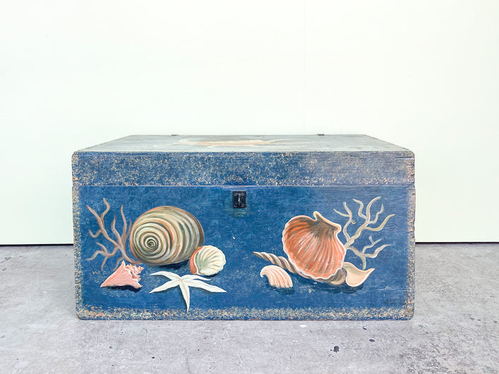 Old Florida Hand Painted Seashell Trunk