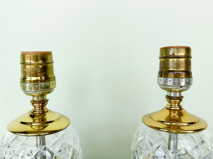 Pair of Petite Crystal and Brass Lamps