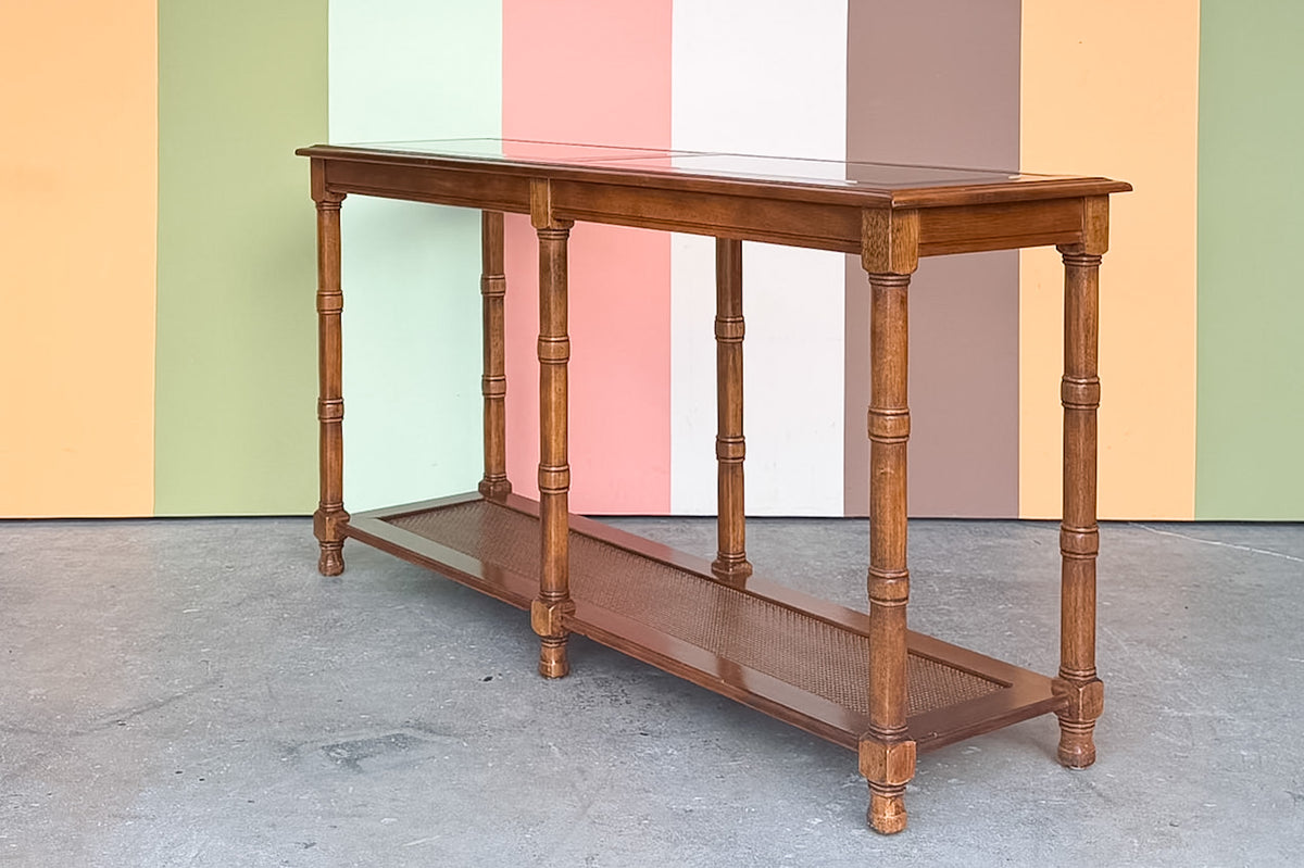 Handsome Faux Bamboo Console Table