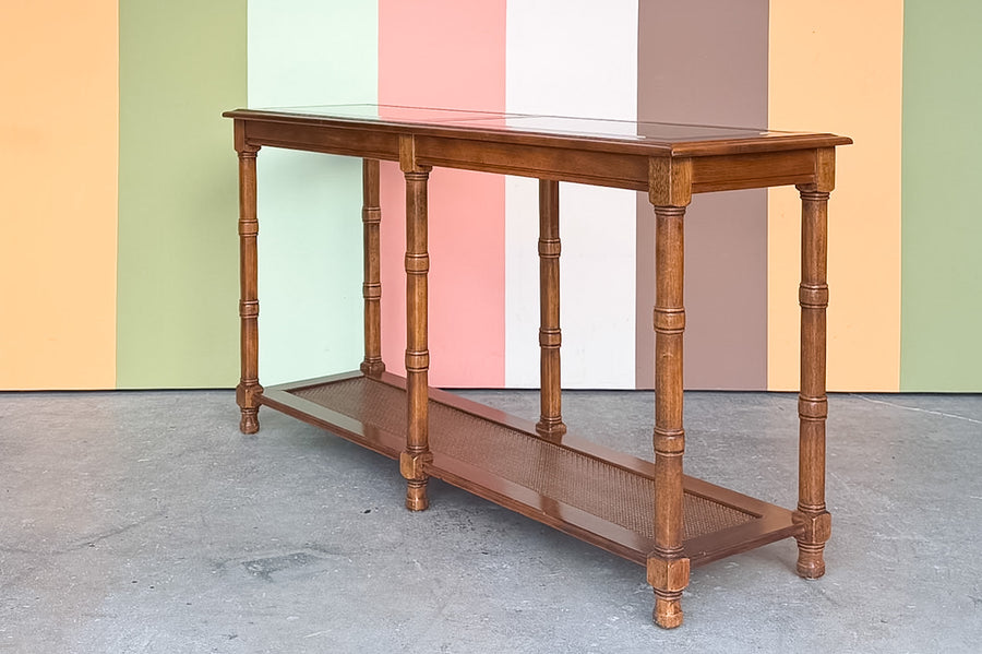 Handsome Faux Bamboo Console Table