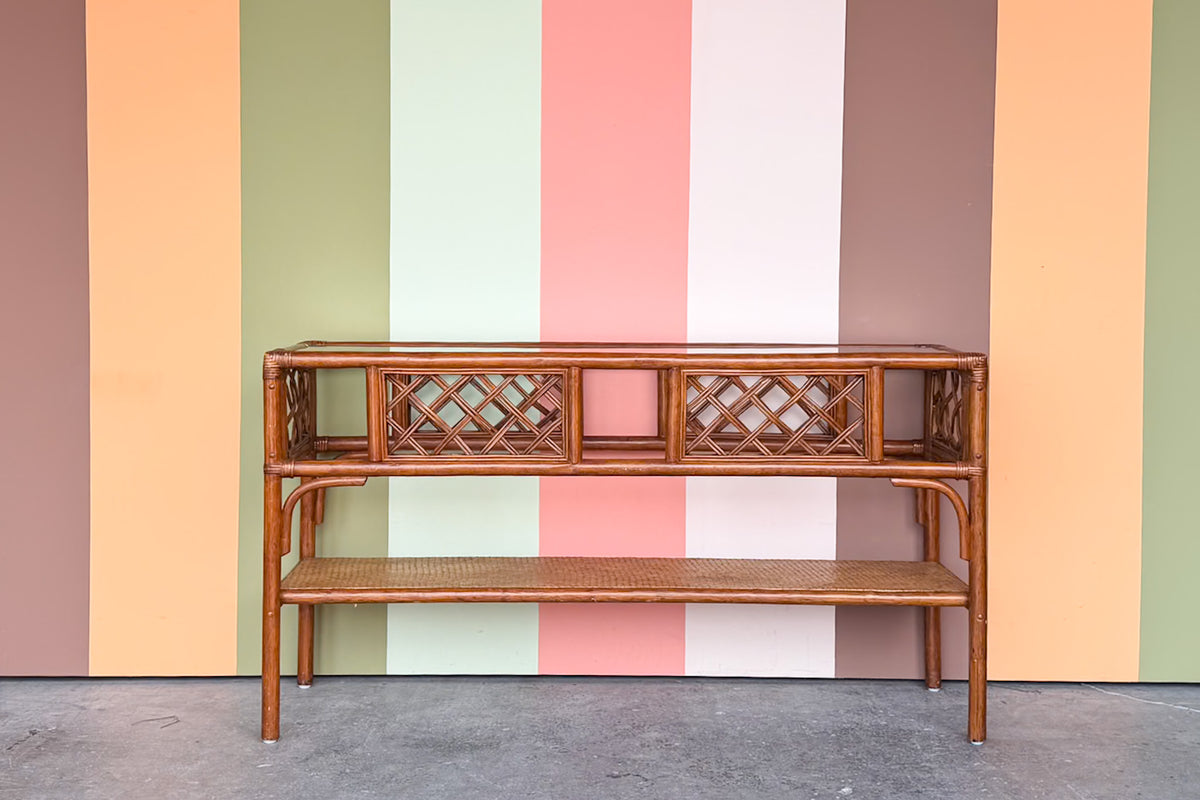 Seagrass and Rattan Lattice Console