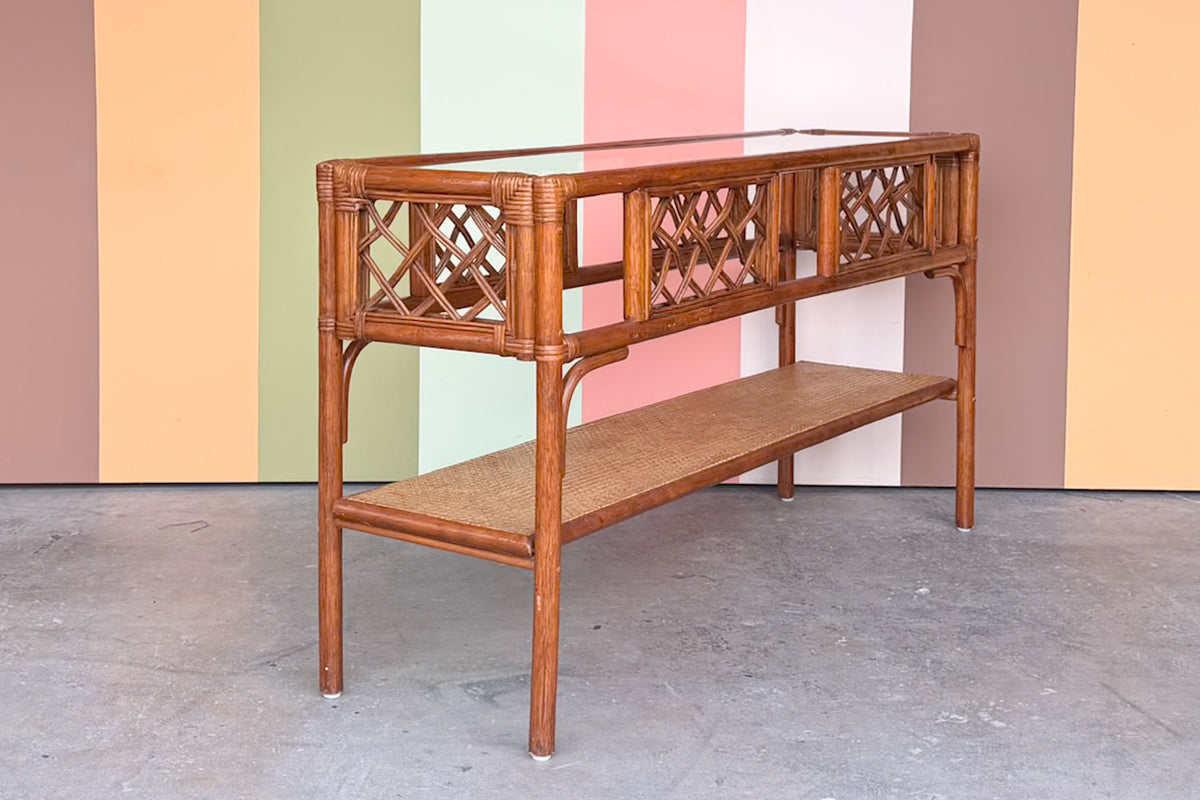 Seagrass and Rattan Lattice Console