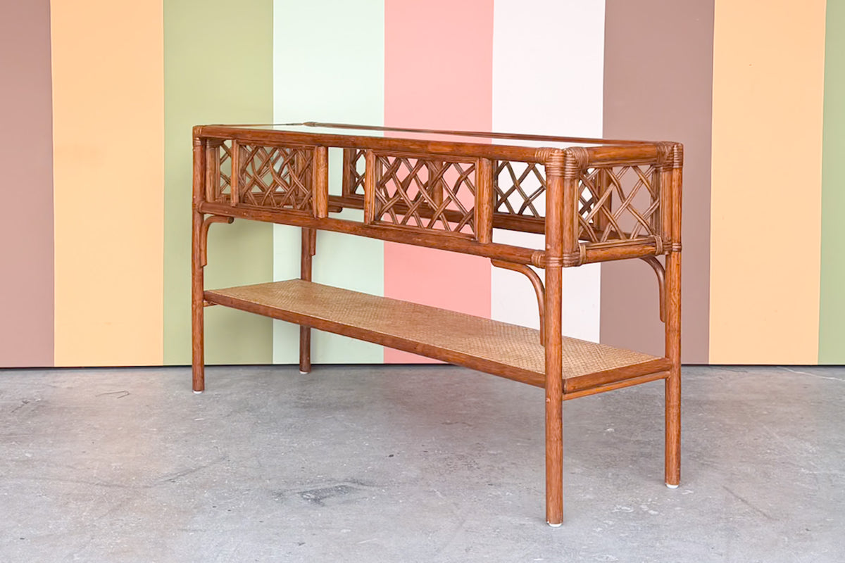 Seagrass and Rattan Lattice Console
