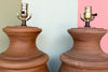 Pair of MCM Terracotta Urn Lamps