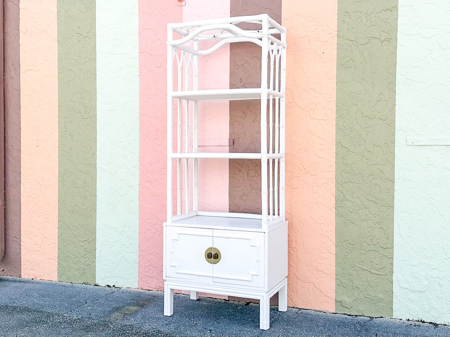 Faux Bamboo Rattan Pagoda Etagere