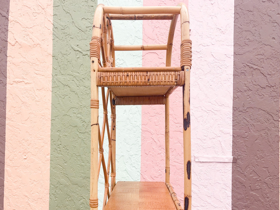 Old Florida Style Rattan Arch Etagere