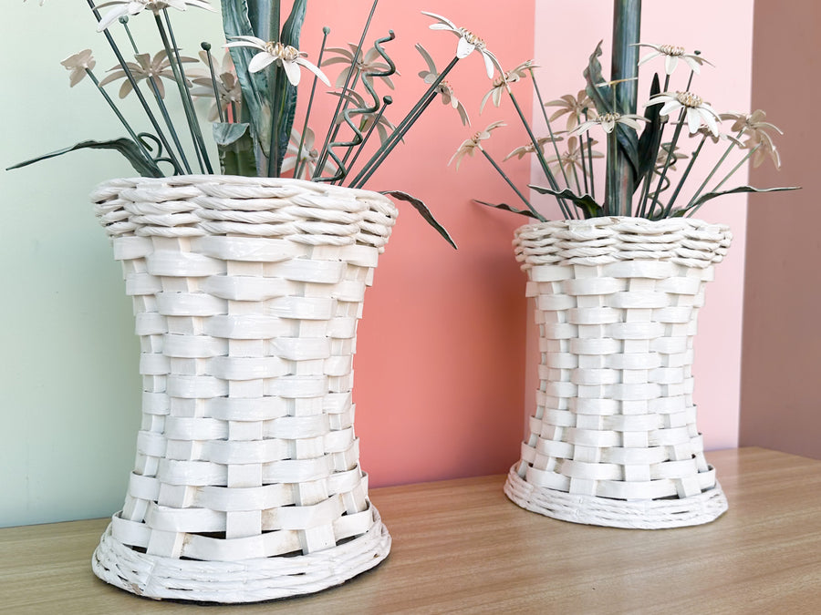 Pair of Sweet Floral Basket Lamps
