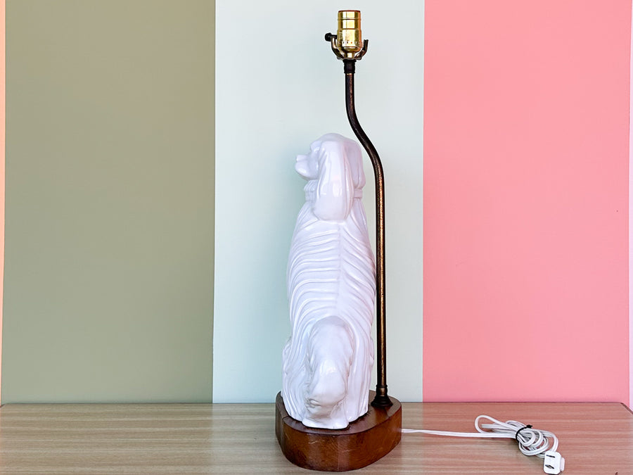 White Staffordshire Dog Lamp