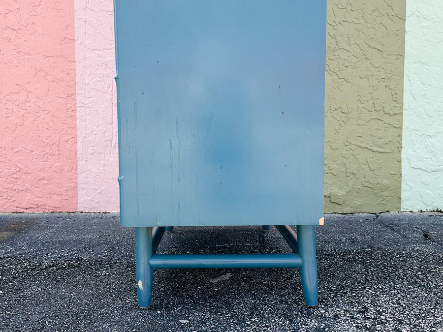 Cornflower Blue Faux Bamboo Extra Tall Chest