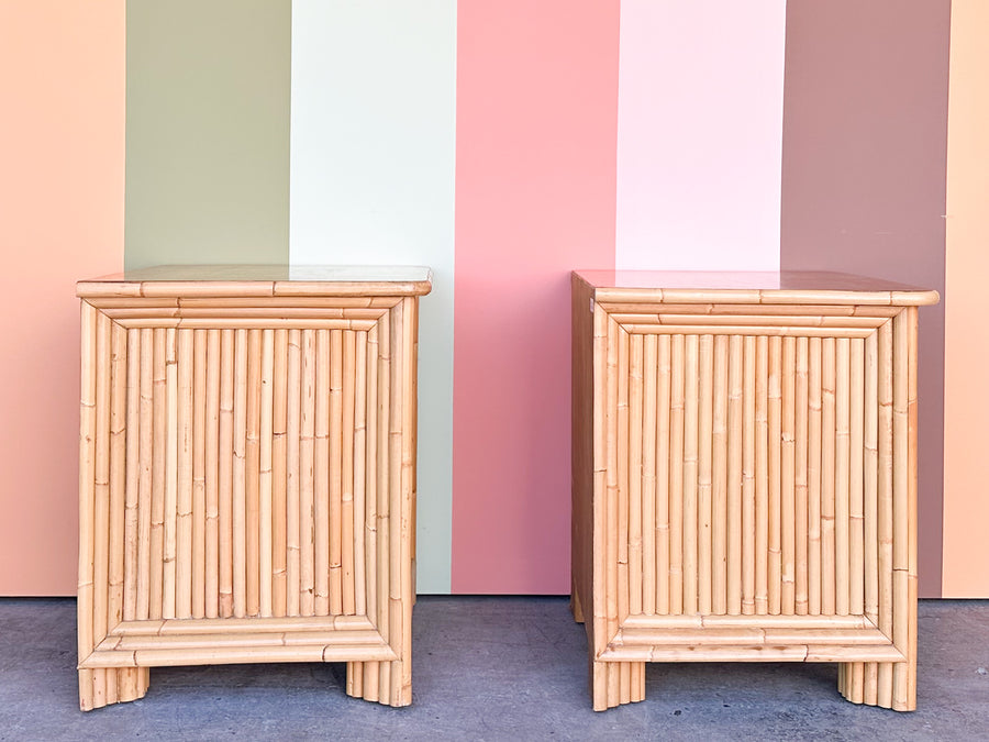 Pair of Island Style Bamboo Nightstands