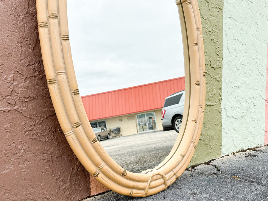 Faux Bamboo Leaf Mirror