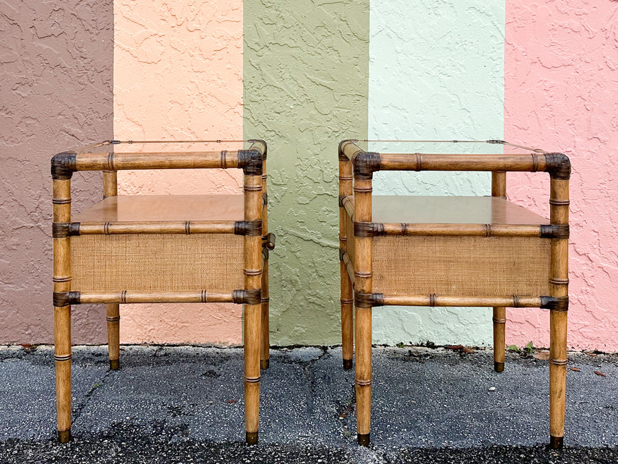 Pair of Modern Island Chic Nightstands