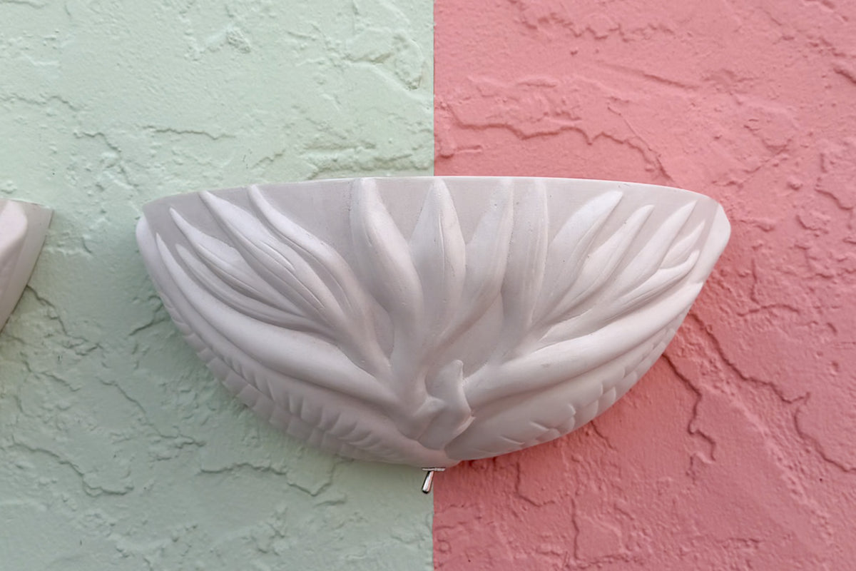 Pair of Plaster Palm Leaf Wall Sconces