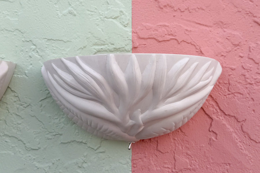 Pair of Plaster Palm Leaf Wall Sconces