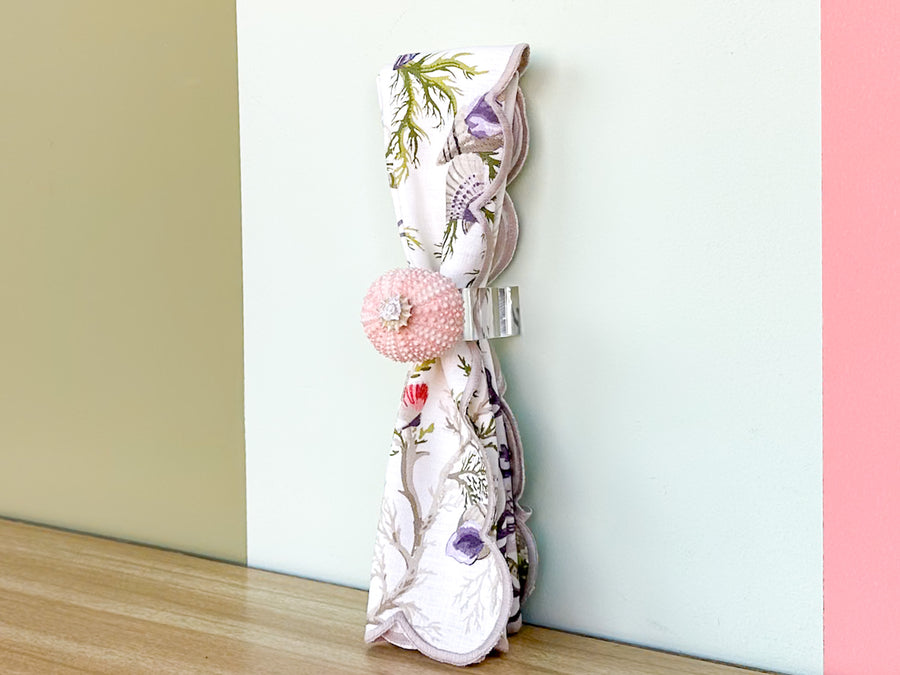 Pink Sea Urchin Lucite Napkin Ring
