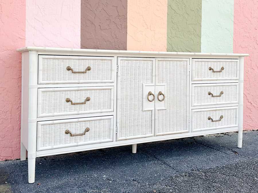 Faux Bamboo and Rattan Dresser