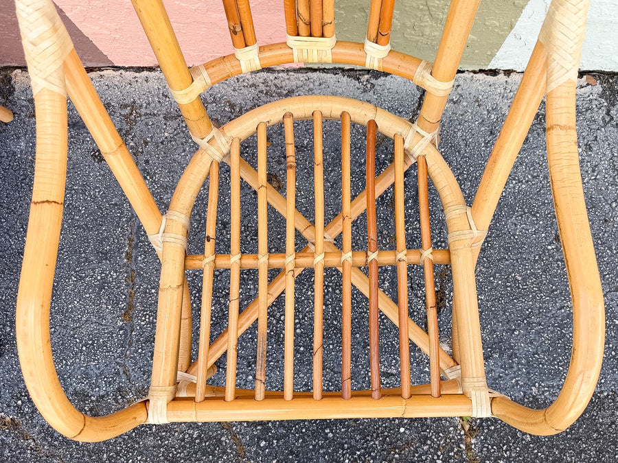 Set of Six Old Florida Rattan Dining Chairs
