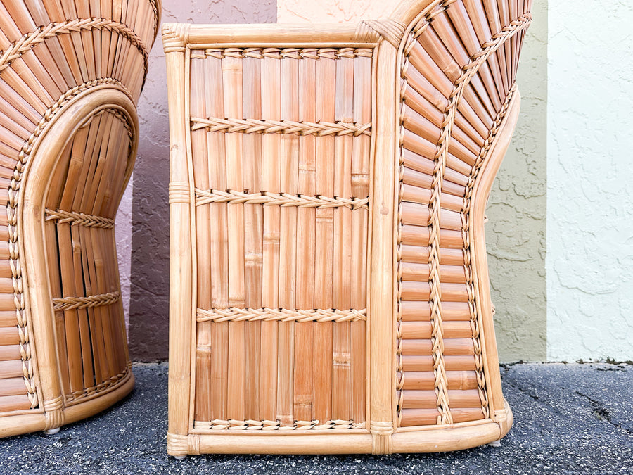 Pair of Island Chic Split Bamboo Lounge Chairs
