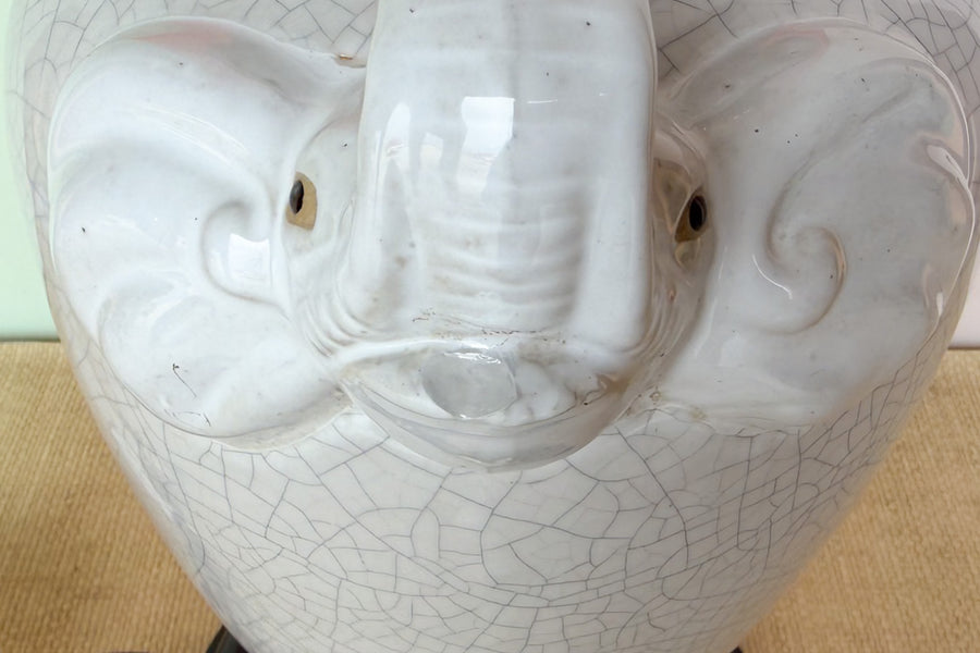 Pair of Ceramic Elephant Crackle Lamps