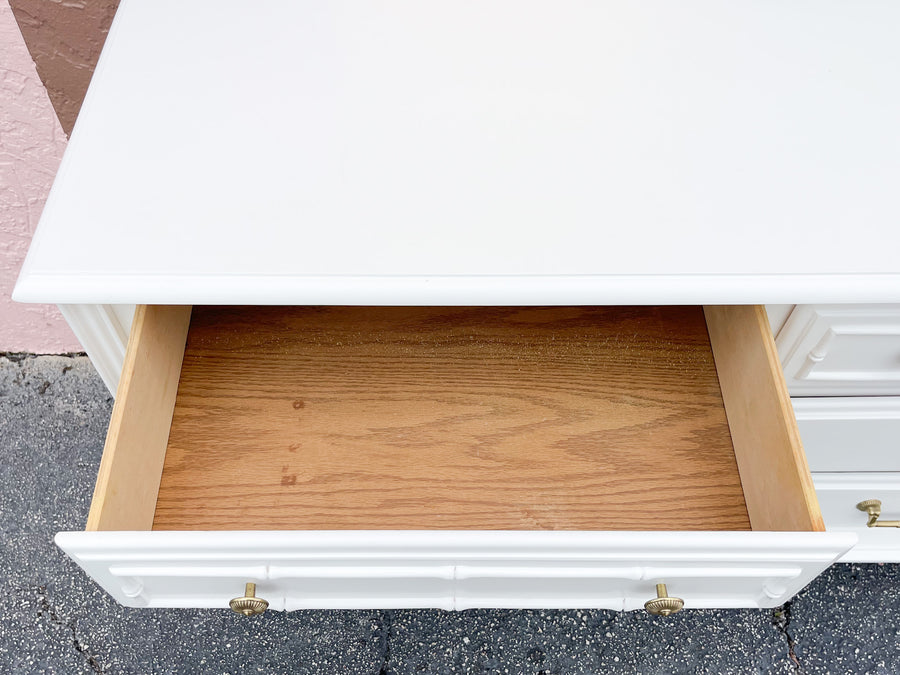 Newly Painted White Faux Bamboo Dresser
