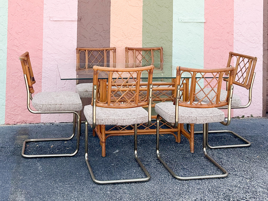 MCM Cantilever Rattan Dining Set