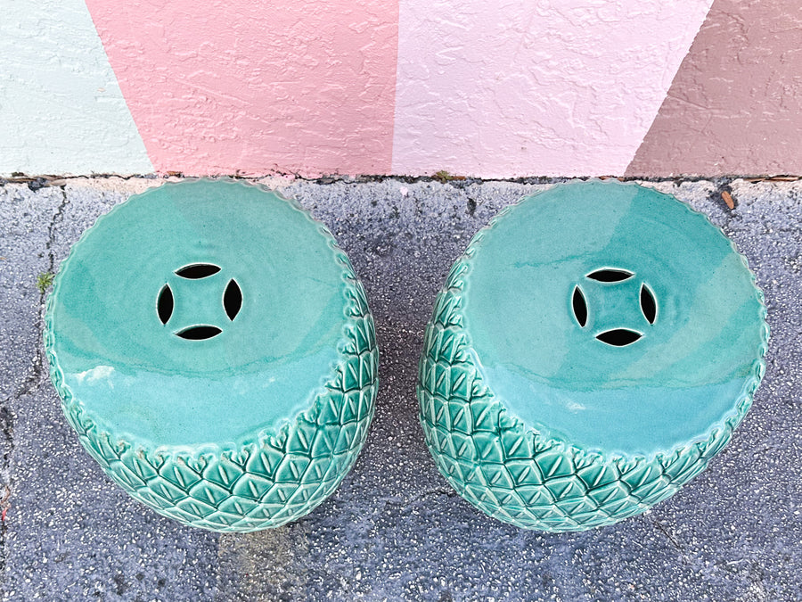 Pair of Gorg Green Artichoke Garden Seats