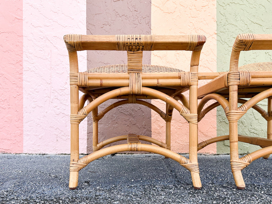 Pair of Rattan Pagoda Stools