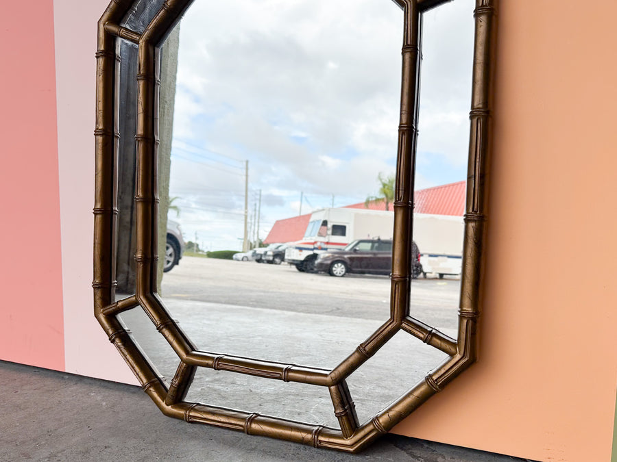 Faux Bamboo Octagon Mirror