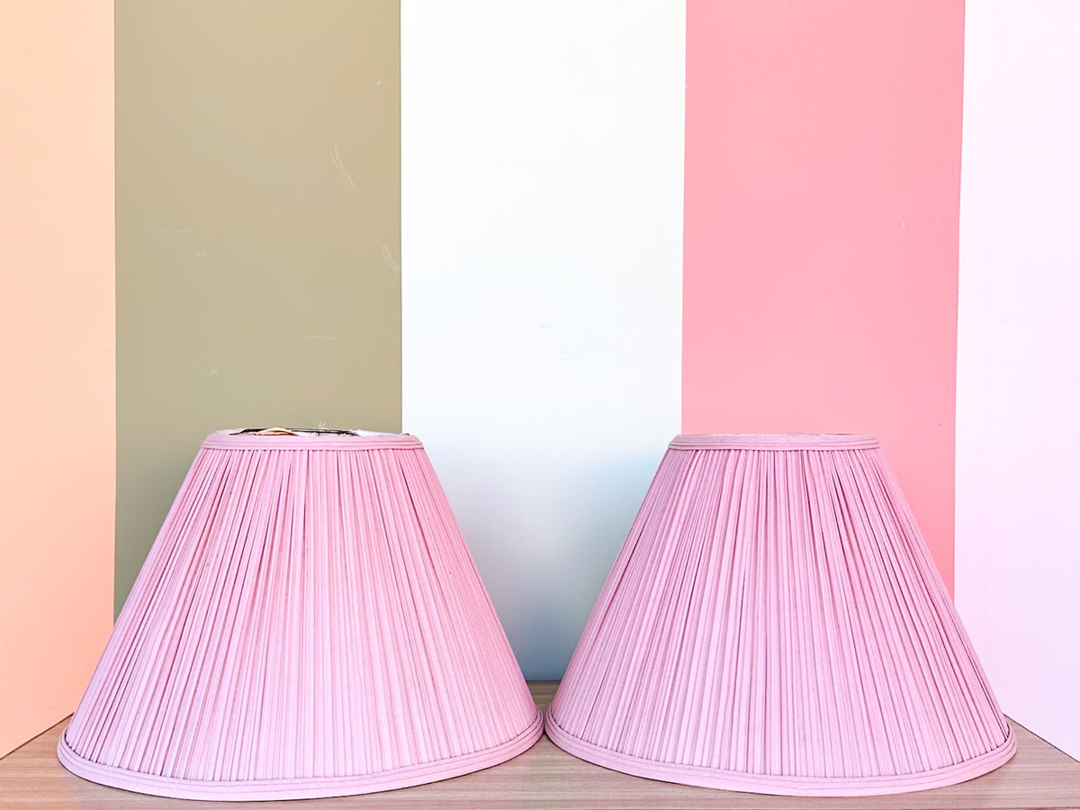 Pair of Vintage Kips Bay Show House Pink Pleated Lamp Shades