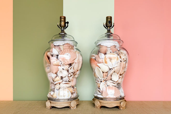 Pair of Old Florida Shell Lamps