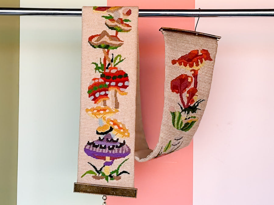 Trippy Mushroom Needlepoint Wall Hanging