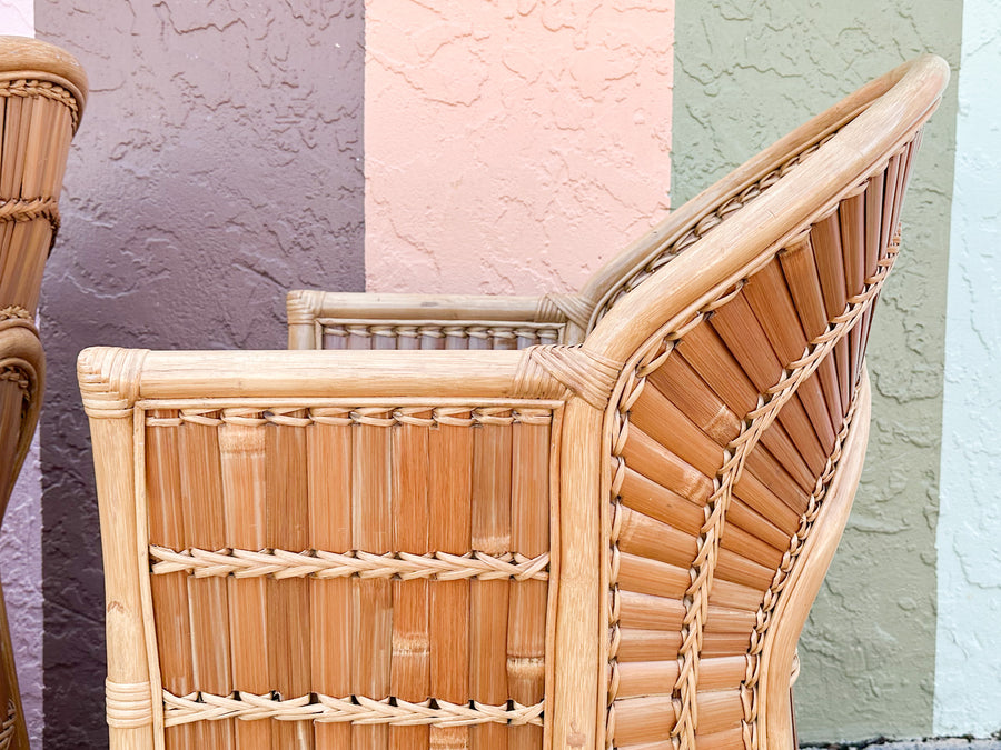 Pair of Island Chic Split Bamboo Lounge Chairs