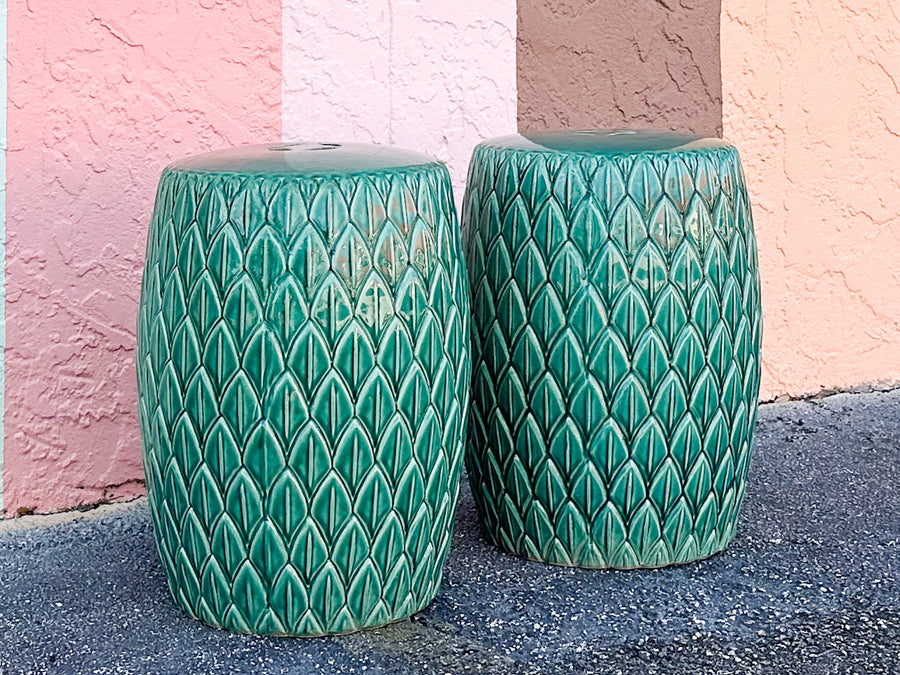 Pair of Gorg Green Artichoke Garden Seats