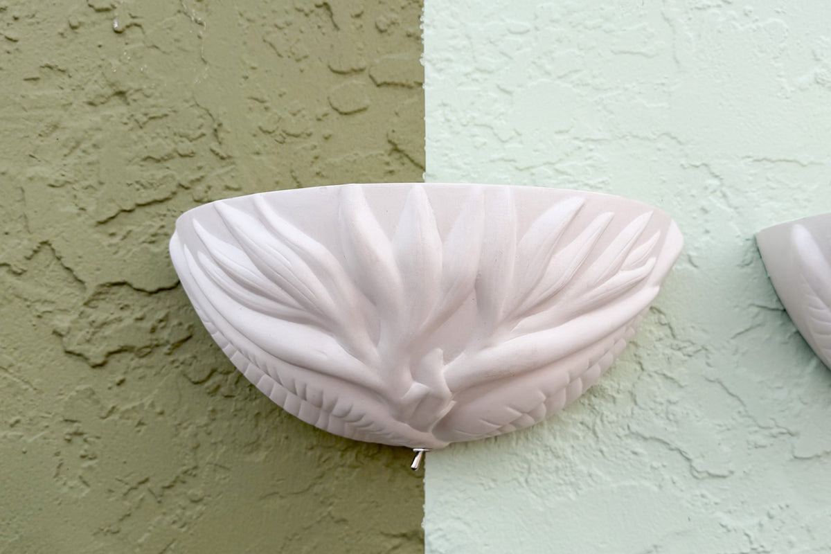 Pair of Plaster Palm Leaf Wall Sconces