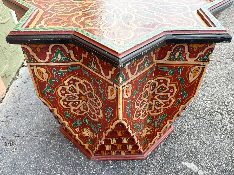 Colorful Red and Green Moroccan Style Side Table